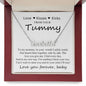 Mommy To Be Name Necklace with Black and White Message Card