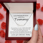 Mommy To Be Name Necklace with Black and White Message Card